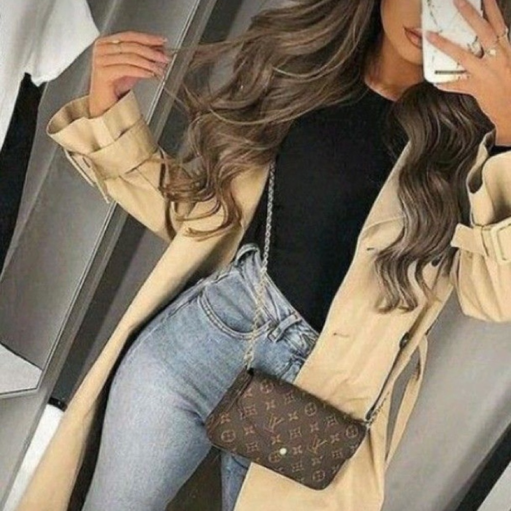new Women Lapel Long Sleeve Overcoat Outwear Casual Winter Trench Coat jacket